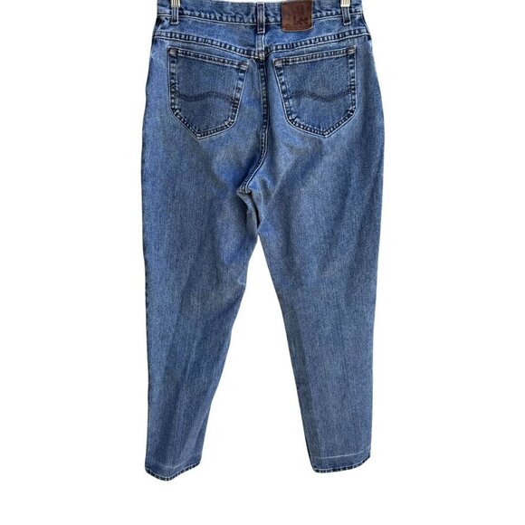 Lee Riveted Vintage Womens High-Waisted Blue Denim Relaxed Fit Tapered Leg Jeans - Picture 2 of 7